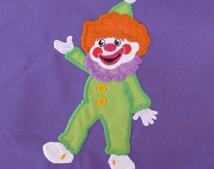 Clown applique machine embroidery designs for hoop 4x4, 5x7, 6x10 funny smiling clown kids birthday party circus comic harlequin Punchinello