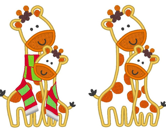 Giraffes - big/little/sister/brother machine embroidery applique designs - multiple sizes, for hoop 5x7, 6x10  INSTANT DOWNLOAD