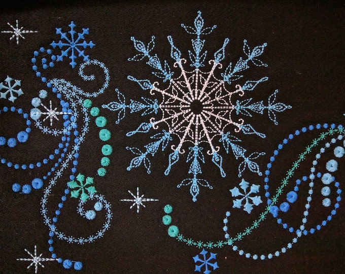 Frozen swirl sparkle tail & snowflake collection, big SET frozen lace snowflake machine embroidery designs, curly bling glowing twinkle snow