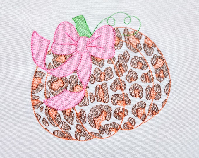 Light stitch outline Leopard print quick stitch embroidery Fall Pumpkin Autumn pumpkin leopard print pattern machine embroidery design