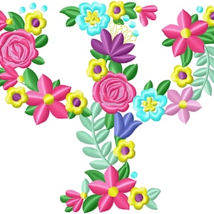 Fraternidades y hermandades de mujeres Letra de fuente griega floral PSI, diseños de bordado de máquinas 3.5 4 5 6 7 in. DESCARGA INSTANTE