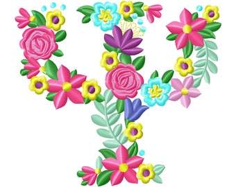 Fraternities & sororities Floral Greek font letter PSI, machine embroidery designs 3.5 4 5 6 7 in. INSTANT DOWNLOAD
