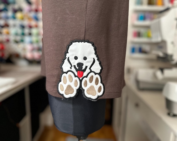 Poodle Puppy Bow Split side seam cutout Side Bow Applique machine embroidery designs Trendy Pet Dog lovers Apparel Sweatshirts T-Shirts
