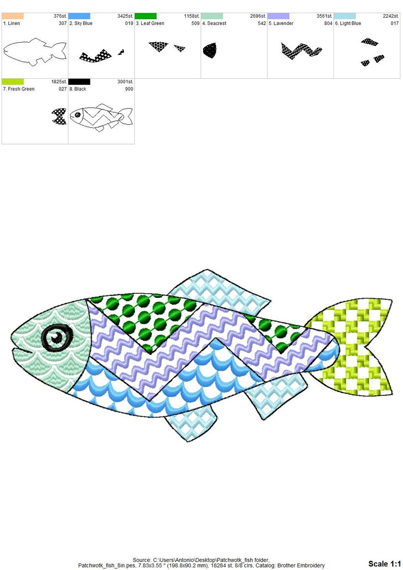 Free Patchwork Fish Pattern Patchwork Fish Cute Patterned Fish Outline Kids Baby Boys Nautical ...