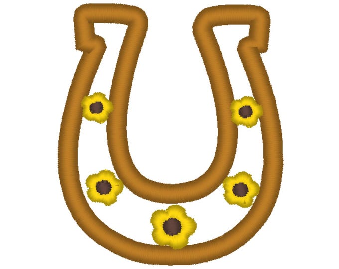 Floral Horseshoe mini Applique machine embroidery design  kids girls outfit t-shirt sweatshirt embroidery