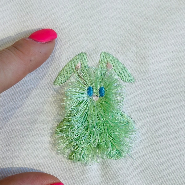 Fringed Easter Bunny fur 3 types fuzzy in the hoop small cute mini bunny Machine Embroidery designs kids romper baby onesie bib design