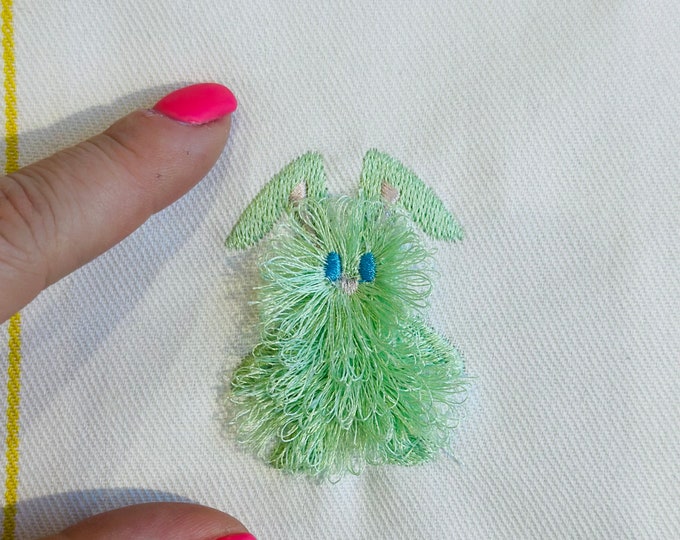 Fringed Easter Bunny fur 3 types fuzzy in the hoop small cute mini bunny Machine Embroidery designs kids romper baby onesie bib design