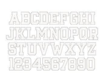 Big Monogram Applique FONT sport bean stitch machine embroidery designs sports block alphabet letters large sizes 3.7 up to 6.1 inch BX