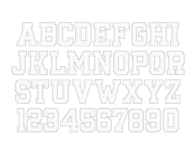 Big Monogram Applique FONT sport bean stitch machine embroidery designs sports block alphabet letters large sizes 3.7 up to 6.1 inch BX