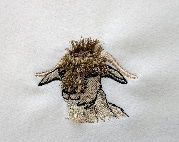 Mini Goat fringed fluffy fur hair farm animal machine embroidery designs fringe ITH in the hoop cute little Goat mini sizes 2 up to 3.5 inch
