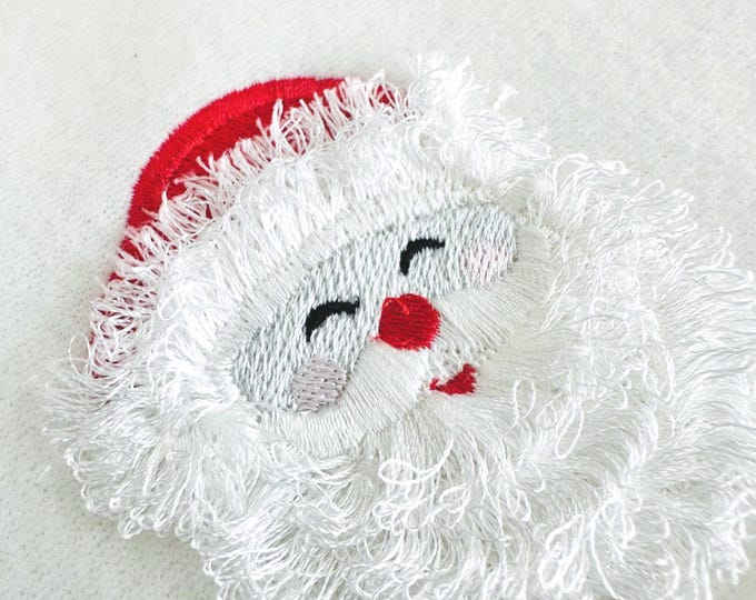 Fringed fluffy beard Santa Claus face Christmas theme Santa machine embroidery designs fur fuzzy chenille design mini sizes 2 up to 3.5 inch