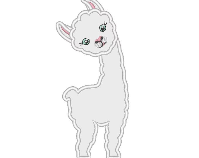 Cute little Llama no drama applique machine embroidery designs multiple sizes Alpaca farm animal kids baby boys girls design
