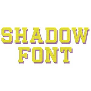 Block type Shadow Font fill stitch machine embroidery designs assorted sizes, sport letters numbers punctuation marks with shadow, BX font