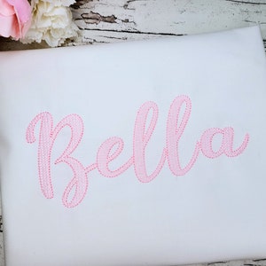 Quick Sketch Fill Bean Stitch Font light stitch machine embroidery designs script alphabet letters size 1.75, 2.8, 3.4, 4.5, 5.6, 6.7in, BX