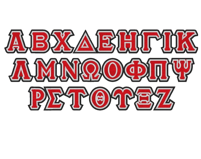 Classic sororities Greek alphabet Fill stitch Double two outline Greek font alphabet ABC letters 3 colors font machine embroidery designs