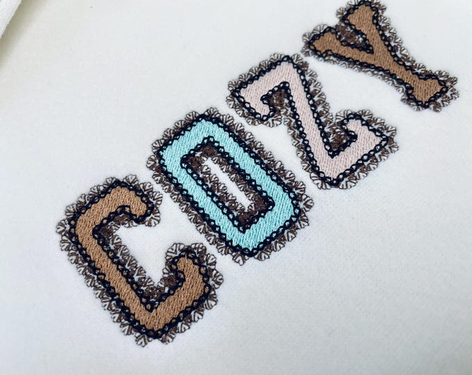 Lace Edge FONT Cozy fill stitch lace effect and outline Girly Alphabet Monogram machine embroidery designs mini sizes 1.4 up to 3.2 inch