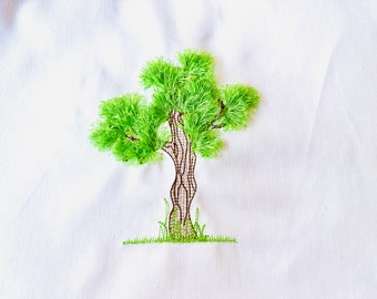 Fringed Tree fluffy chenille branches fringe ITH project in the hoop machine embroidery designs Summer Fall Winter or Spring tree Earth Day