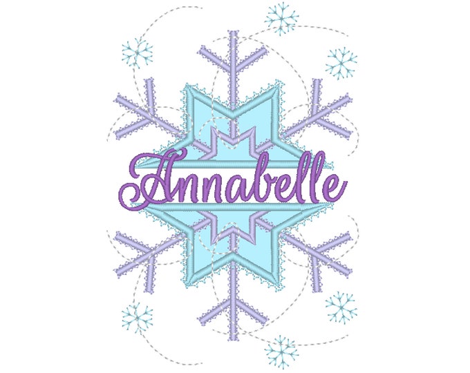 SPLIT Frozen snowflake winter queen split snowflake applique split design Machine embroidery applique designs 4, 5, 6, 7 in