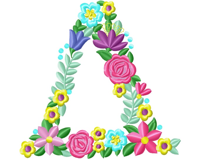 Fraternities & sororities Floral Greek font letter DELTA, machine embroidery designs 3.5 4 5 6 7 in. INSTANT DOWNLOAD