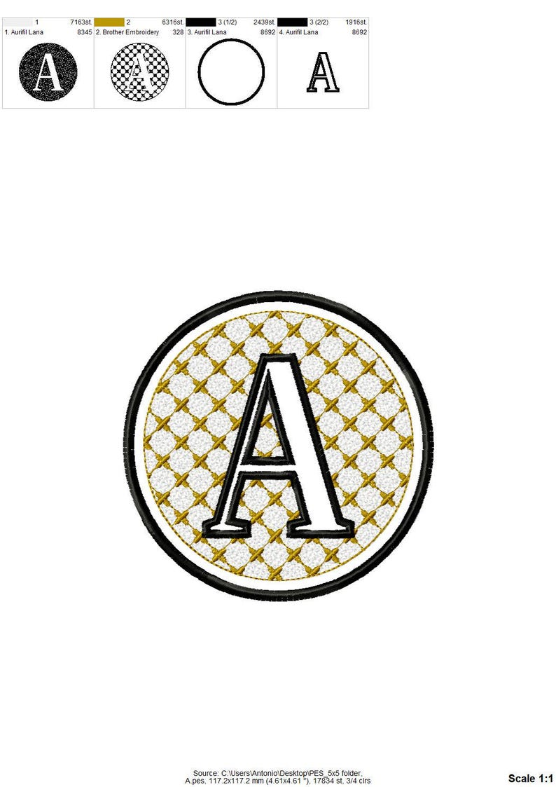Terry Letters Embossed Classy Circle Monogram Terry Towel Font Alphabet Letters A-Z ...