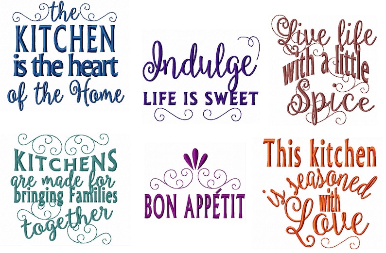 Kitchen lovely quotes machine embroidery designs for hoop 4x4 and 5x7 kitchen dish towel embroidery collection INSTANT DOWNLOAD image 4