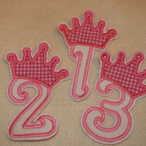 Cute Princess Birthday Crown Numbers INSTANT DOWNLOAD machine embroidery applique design 4, 5 and 6 inches image 2