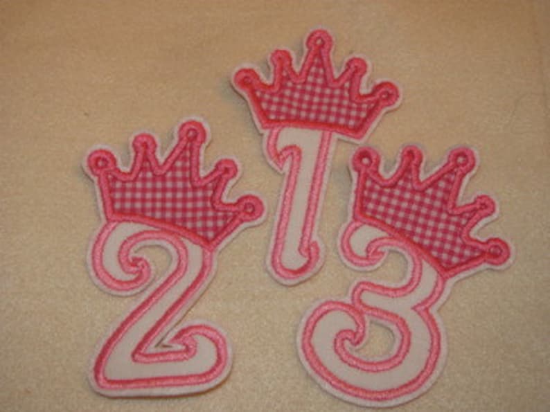 Cute Princess Birthday Crown Numbers INSTANT DOWNLOAD machine embroidery applique design 4, 5 and 6 inches image 2