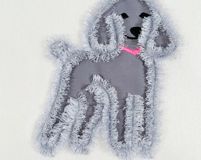 Fluffy Poodle puppy fringed pet dog Applique machine embroidery designs fur fringe in the hoop ITH project many sizes cute fur poodle