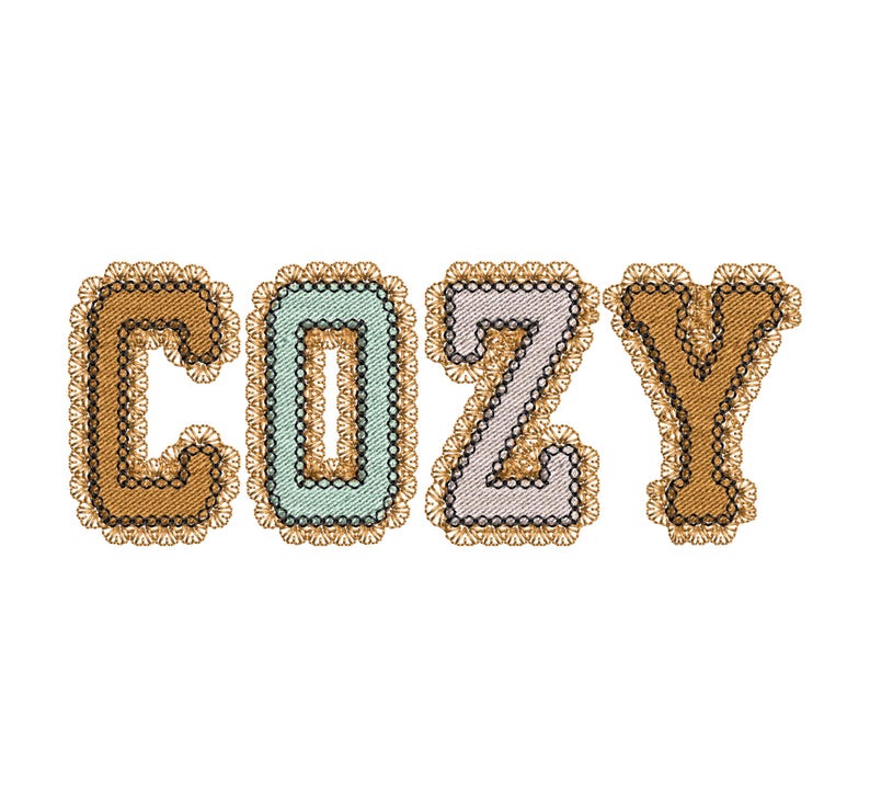 Lace Edge FONT Cozy Fill Stitch Lace Effect and Outline Girly Alphabet ...