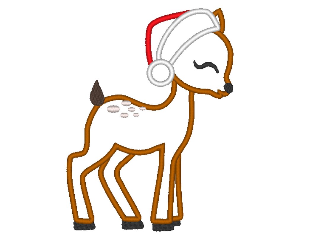 Little Baby Deer Fawn With Santa Hat Applique Design Baby Deer Machine ...