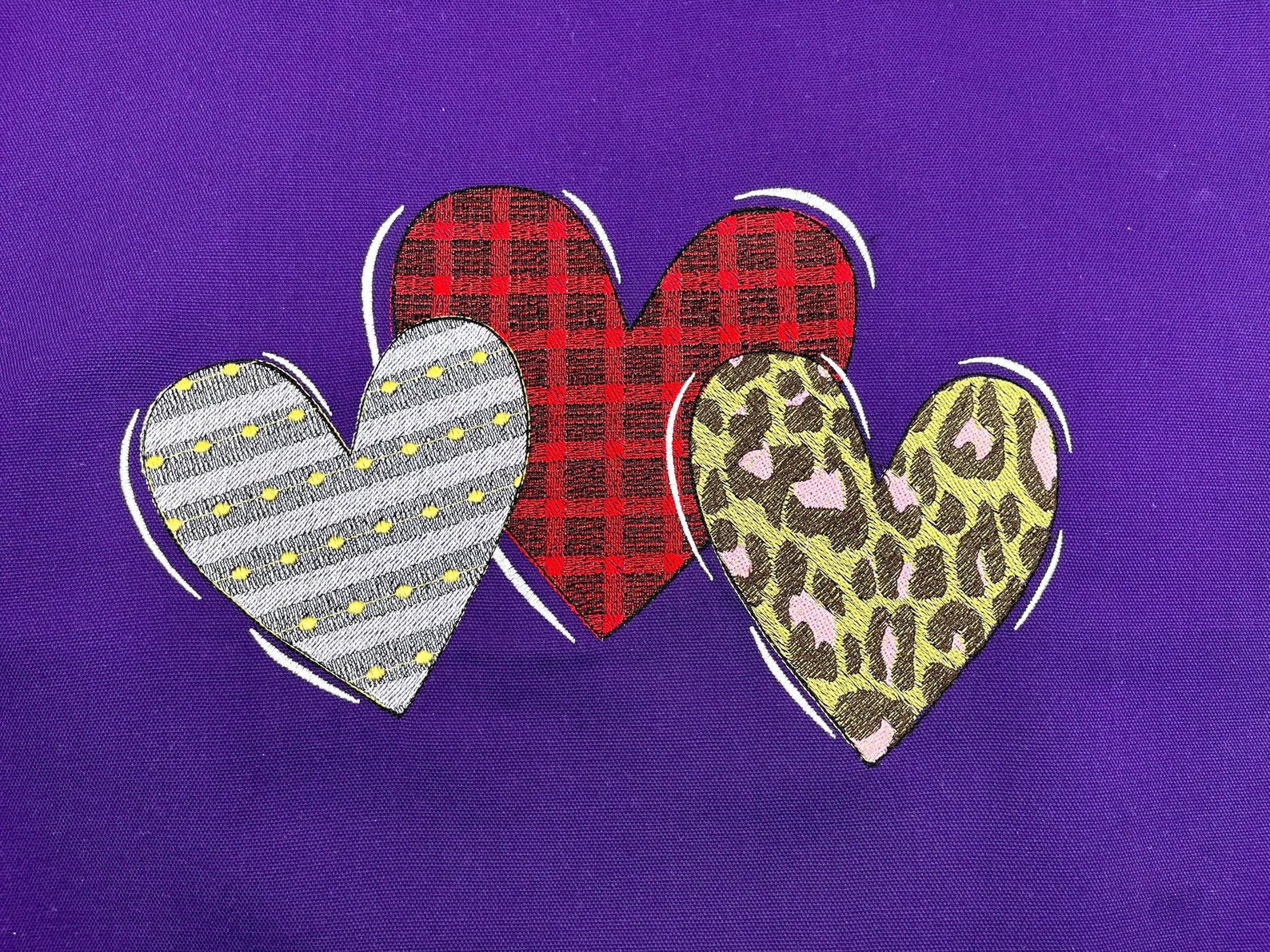 Valentine's Hearts Triple 3 Hearts in a Row Patterned - Etsy