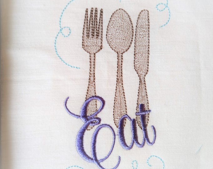 Dish towel fork, spoon, and knife awesome towel decoration embroidery  embroidery designs - assorted sizes for hoops 4x4 and 5x7