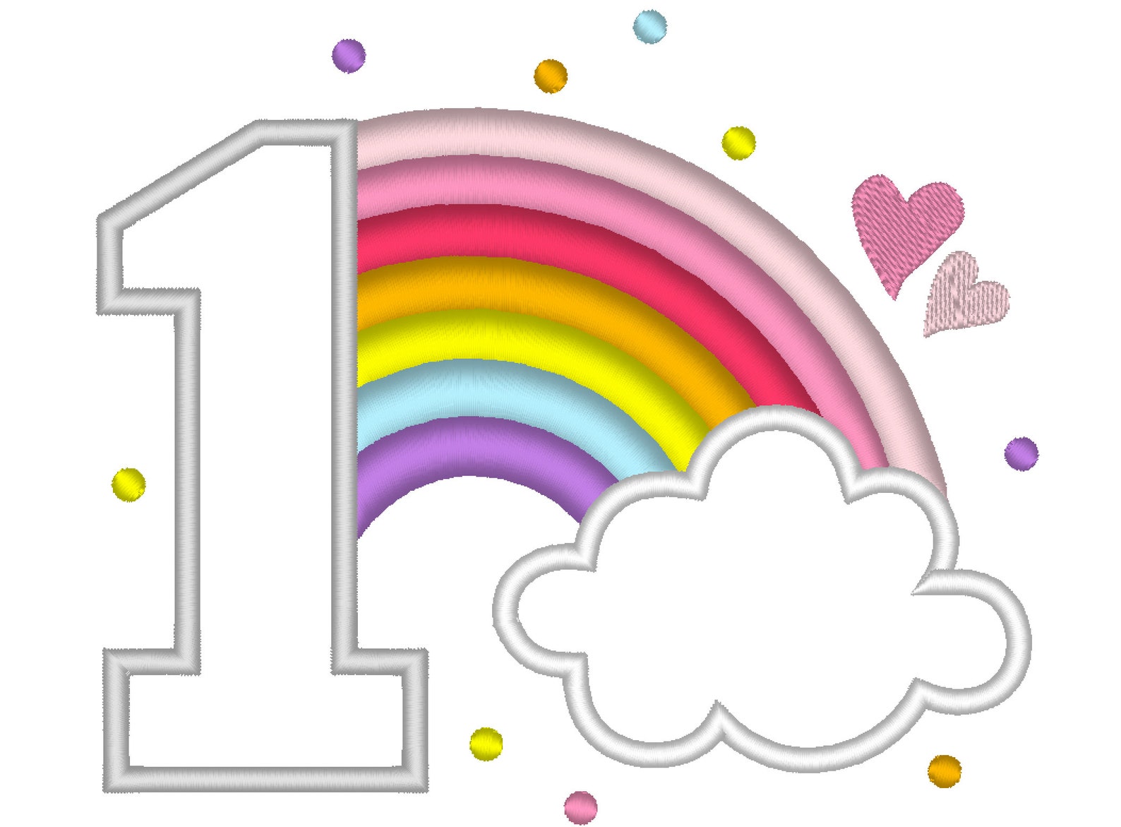 Cute Rainbow Birthday Number 1 ONE Machine Embroidery Applique - Etsy UK