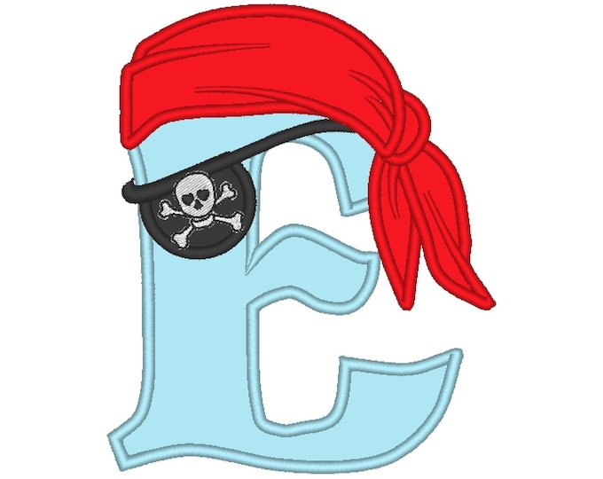 Pirate alphabet embroidery, letter E - machine embroidery pirate applique designs 5x7 INSTANT DOWNLOAD