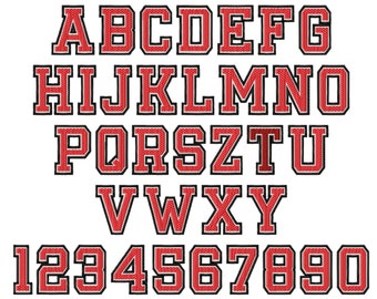 MINI Waffle Varsity Collegiate Athletics tipo bloque deportivo Diseños de bordado a máquina letras y números deportivos alfabeto, 3 colores