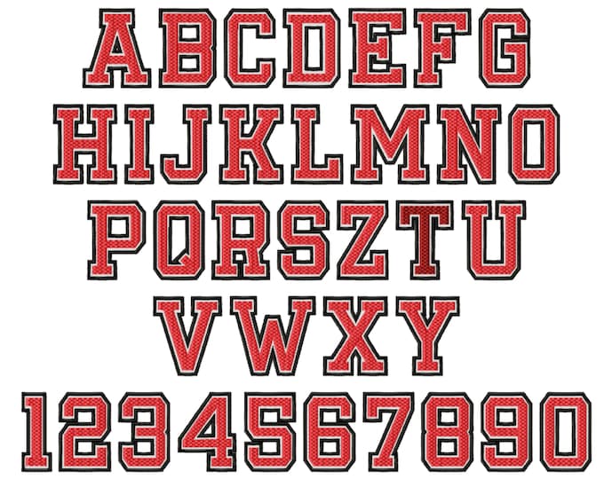 MINI Waffle Varsity Collegiate Athletics sport block type Font machine embroidery designs sport letters and numbers alphabet, 3 colors