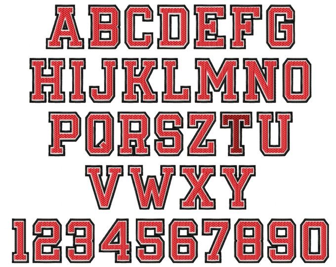 MINI Waffle Varsity Collegiate Athletics sport block type Font machine embroidery designs sport letters and numbers alphabet, 3 colors