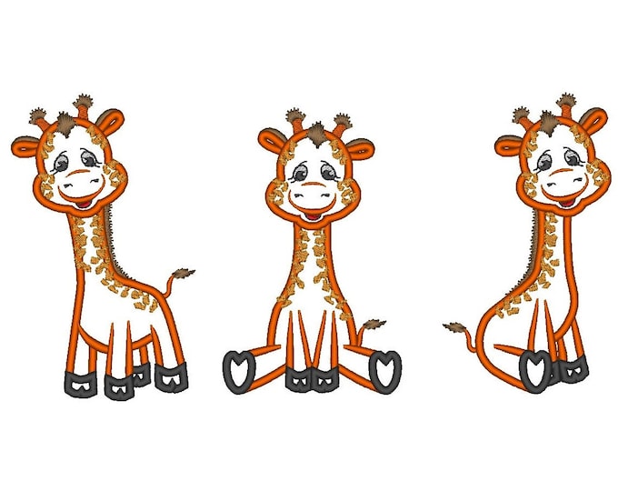 Wild animals - set of Giraffes -  single machine embroidery applique designs - multiple sizes INSTANT DOWNLOAD
