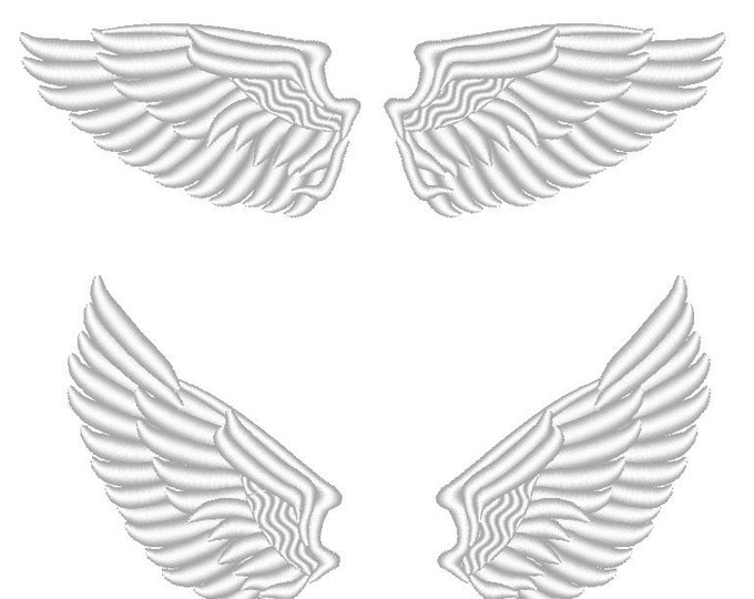 The Angel Wings fill stitch design machine embroidry design 2 and 2,5 and 3 inches