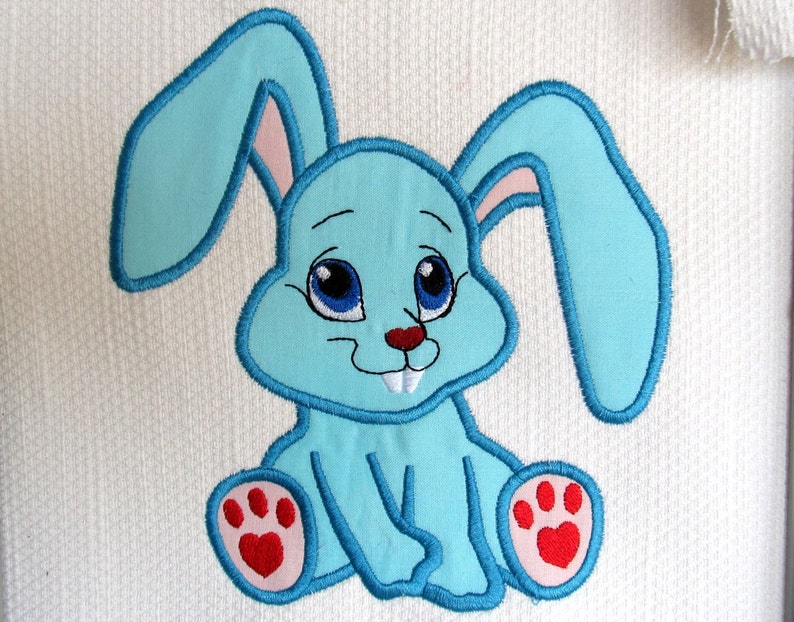 Cute Bunny, rabbit Machine Applique embroidery designs, multiple sizes for hoop INSTANT DOWNLOAD 4x4, 5x7 and 6x10 image 1