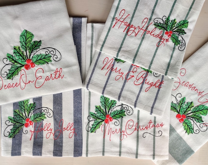 Merry Christmas 6 quotes sayings machine embroidery designs merry Christmas, Happy Holidays, Merry and Bright SET of 6 designs