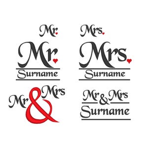 Mr and Mrs monogram wedding gift Big monogramming set in assorted sizes 3 up to 6 inch included font and BX file machine embroidery designs