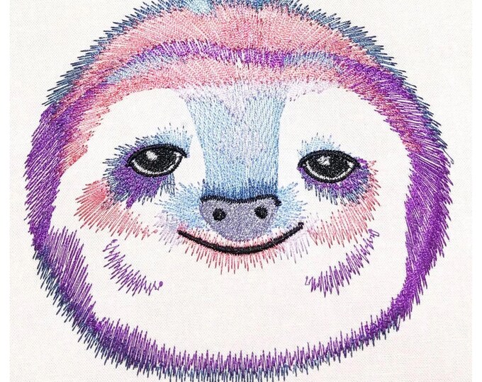 Sloth face pretty eyes wild animal sketch stitch machine embroidery designs sizes for hoop 4x4 and 5x7