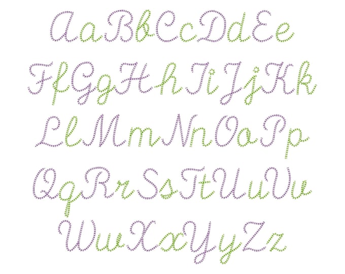 Quick light stitch Chain FONT machine embroidery designs in assorted mini sizes alphabet letters, playful kids link chain name, BX included