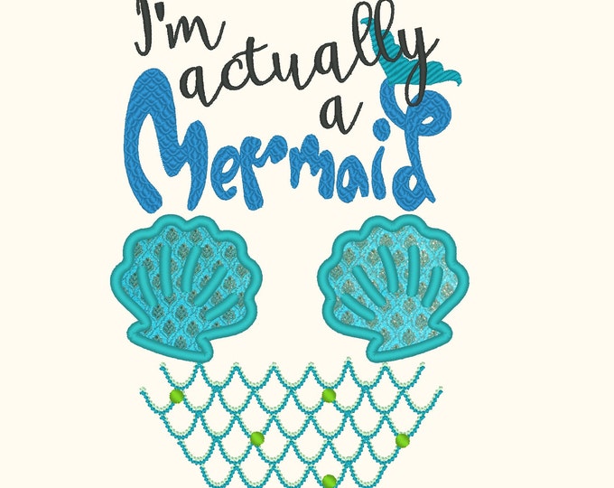 I am Mermaid Embroidery design 5x7 6x10  mermaid thing, summer, beach embroidery, summer vacation, mermaid embroidery,