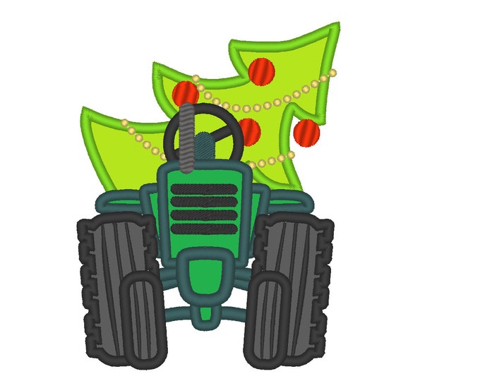 Christmas tractor front - machine embroidery design - multiple sizes, for hoops 4x4, 5x7 and 6x10  INSTANT DOWNLOAD