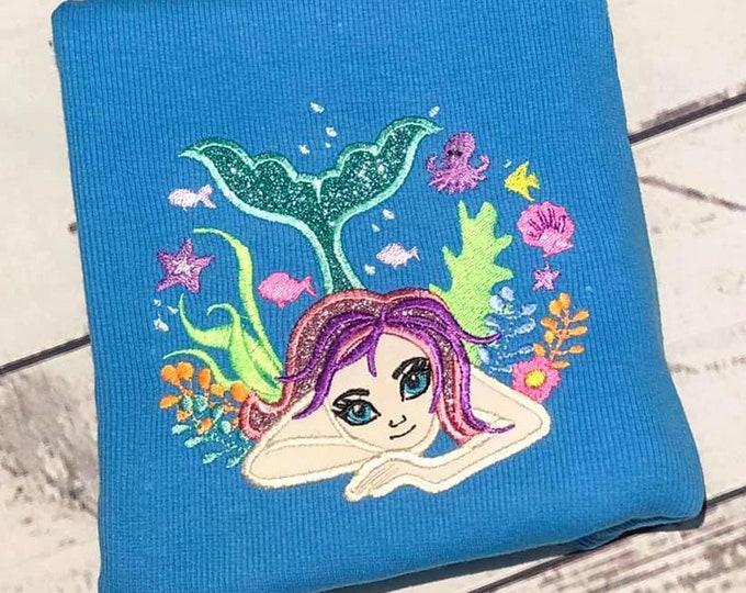 Mermaid applique embroidery designs  mermaid Embroidery, designs for hoops 4x4 5x7 6x10 Sea, summer awesome mermaid design