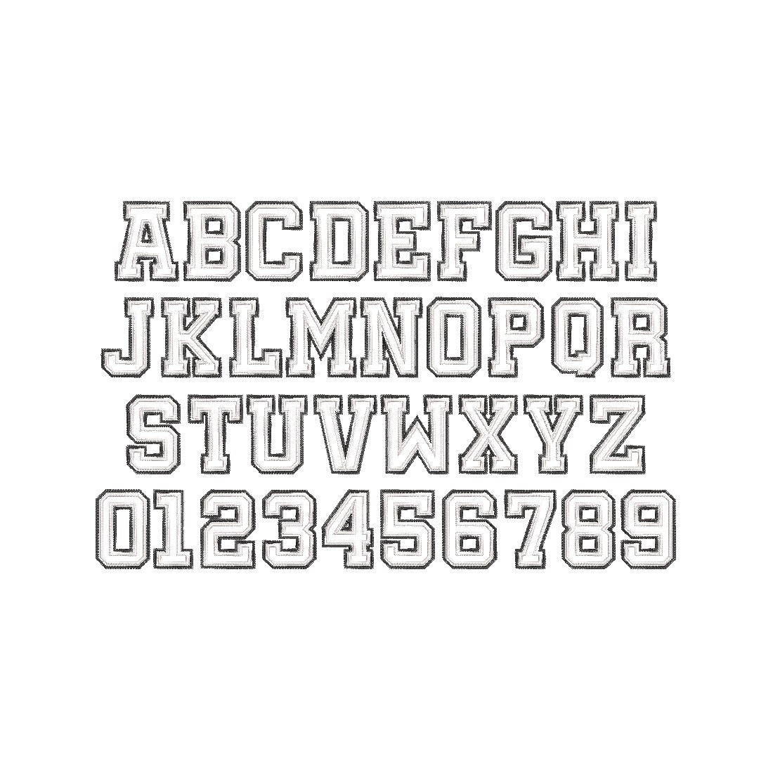 Large two layers applique font alphabet zig zag applique Athletic Sport ...