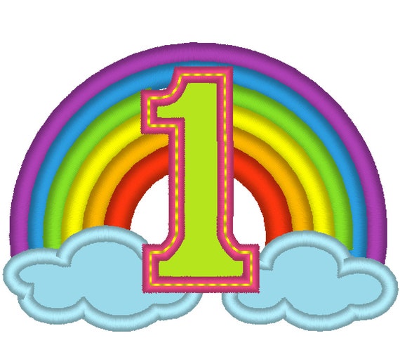 Cute Rainbow Birthday Number 1 ONE Only Machine Embroidery | Etsy