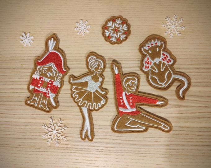 The Nutcracker Ginger, Ginger  breads, Christmas Gingerbread in-the-hoop project felties - machine embroider designs - ITH (in the hoop)